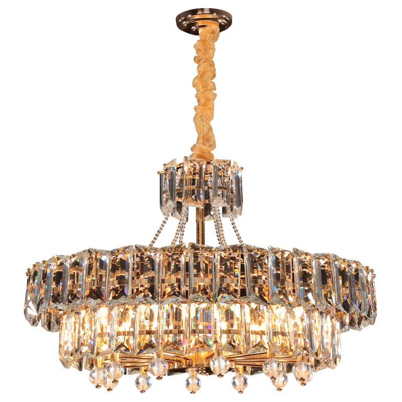 Modern Led Crystal Chandelier Lighting Living Room Luster Round Rectangle Golden Indoor Chandelier