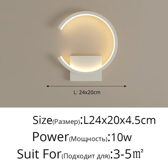 Modern Led Wall Lamps Living Room Bedroom Bedside Sconce Black White Coffee Color Lamp Aisle Indoor