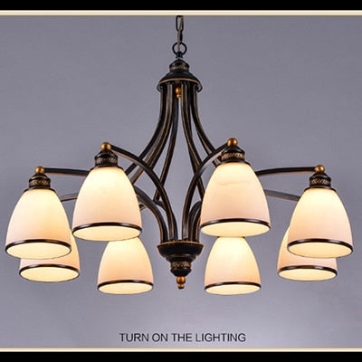 Vintage European Style Oil Rubbed Bronze 3/5/6/8 Light Glass Chandelier Shades 8 Down