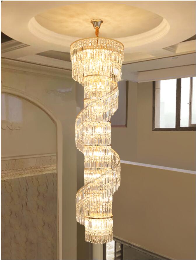 Luxury Crystal Chandelier Duplex Building Hollow Living Room Lamp Large Simple Modern Villa Hall