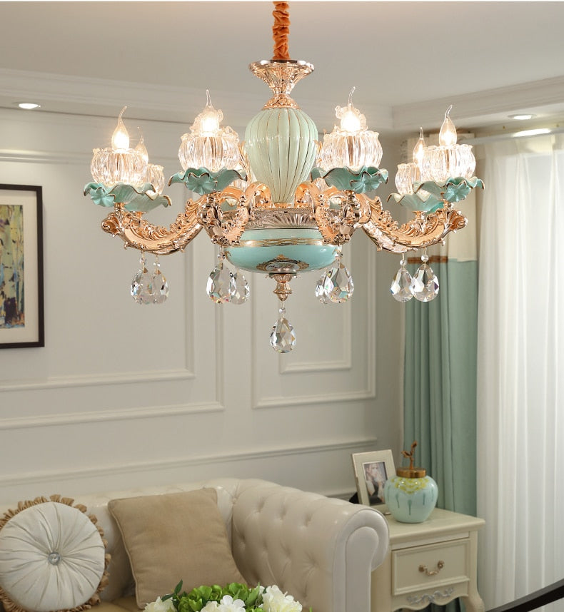 Modern Chandeliers Home Decor Flower Chandelier Living Room Decoration Nordic Crystal Light Fixture