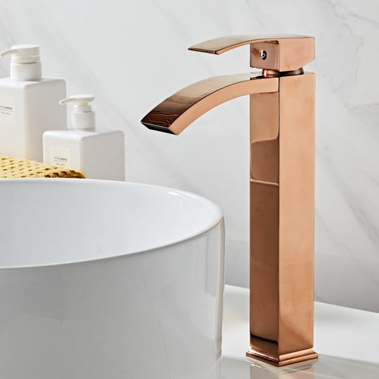 Basin Faucet Brass Bathroom Single Handle Torneiras Para Pia De Banheiro Rose Gold Sink Wash