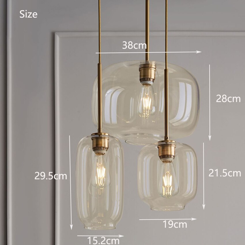 Nordic Glass Suspension Luminaire Clear Cognac Nordic Hanging Pendant Lamp Hallway Dining Room Bar