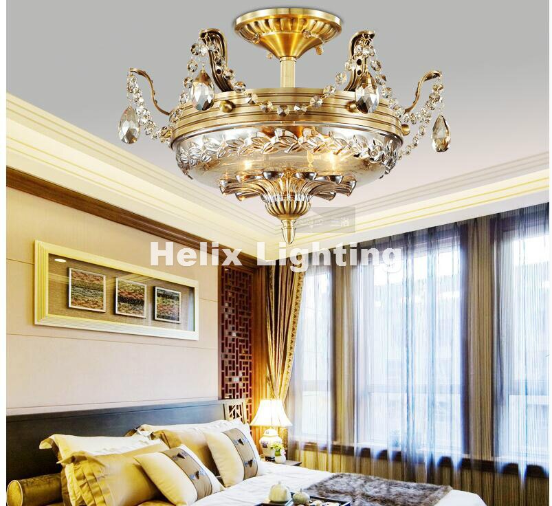 Art Deco Bronze Style Crystal Ceiling Light - Semi Flush Design For Living Room Home Decoration