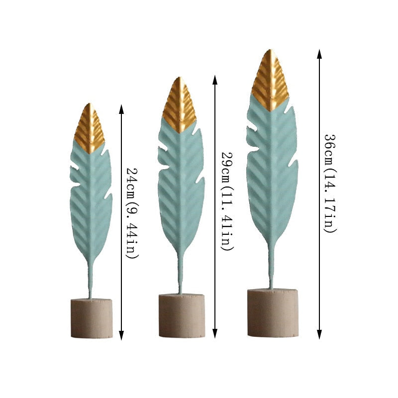 Modern Feather Wooden Decorations: Simple Miniature Figurines For Home And Office Decor Items