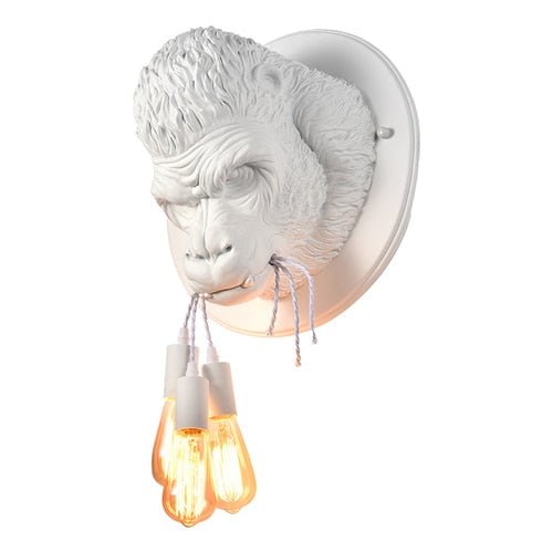 Retro Modern Resin Gorilla Wall Lamp - Nordic Led Sconce For Loft Bedroom Home Decor Unique Light