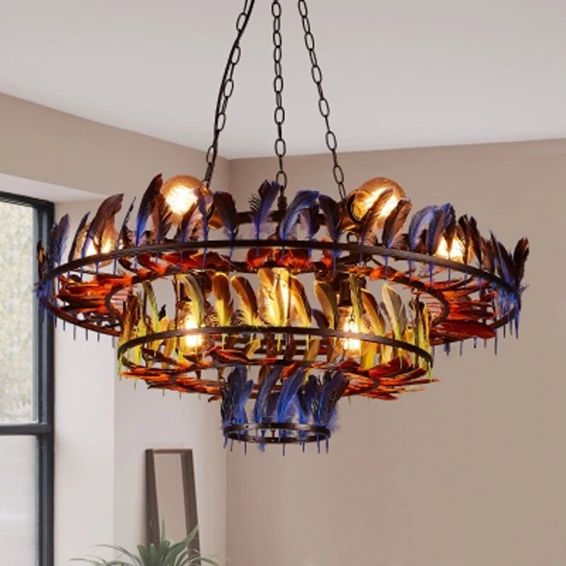 Retro Creative Industrial Style Restaurant E27 Bulb Pendant Lamp American Three Layers Color