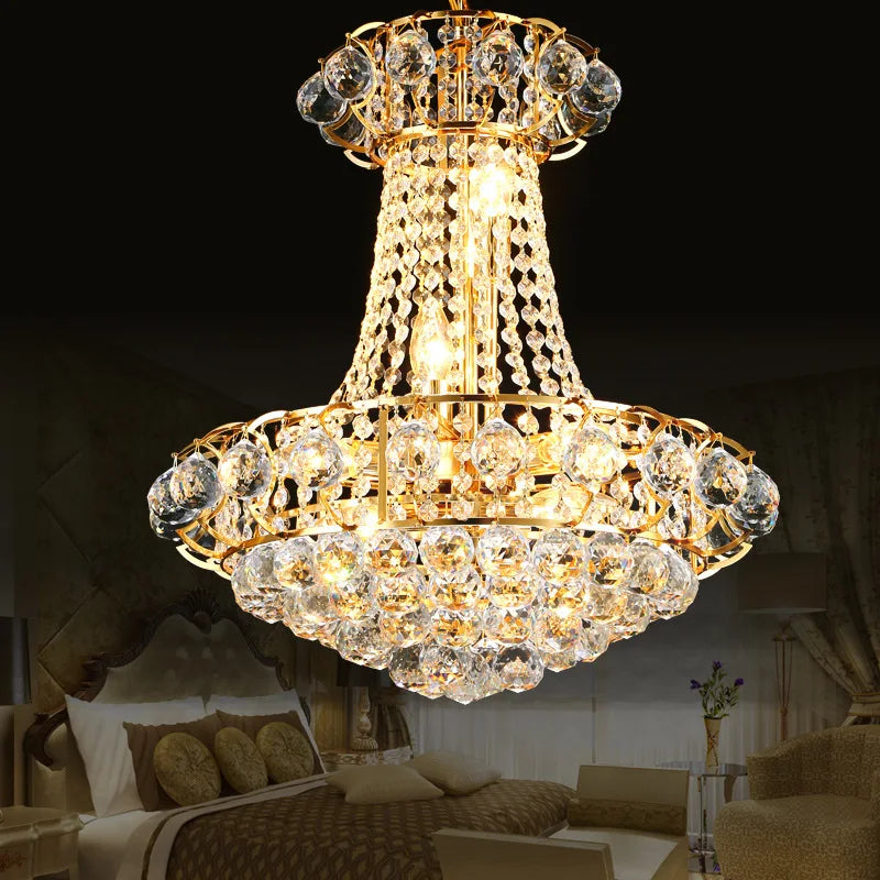 Luxury Gold Crystal Chandelier Lighting Dining Room Ceiling Hanging Lamps Home Fixture Lustre Led