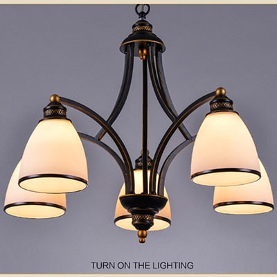 Vintage European Style Oil Rubbed Bronze 3/5/6/8 Light Glass Chandelier Shades 5 Down