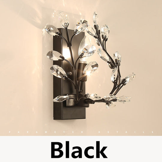 E14 Wall Sconce Crystal Light Simple And Creative Bedroom Bedside Lamp Lights Gold/Sliver For Home