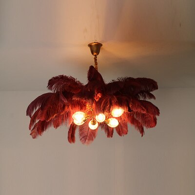 Aria - Feather Chandelier Bedroom Nordic Living Room Lamp Dining Creative Light Luxury All Copper