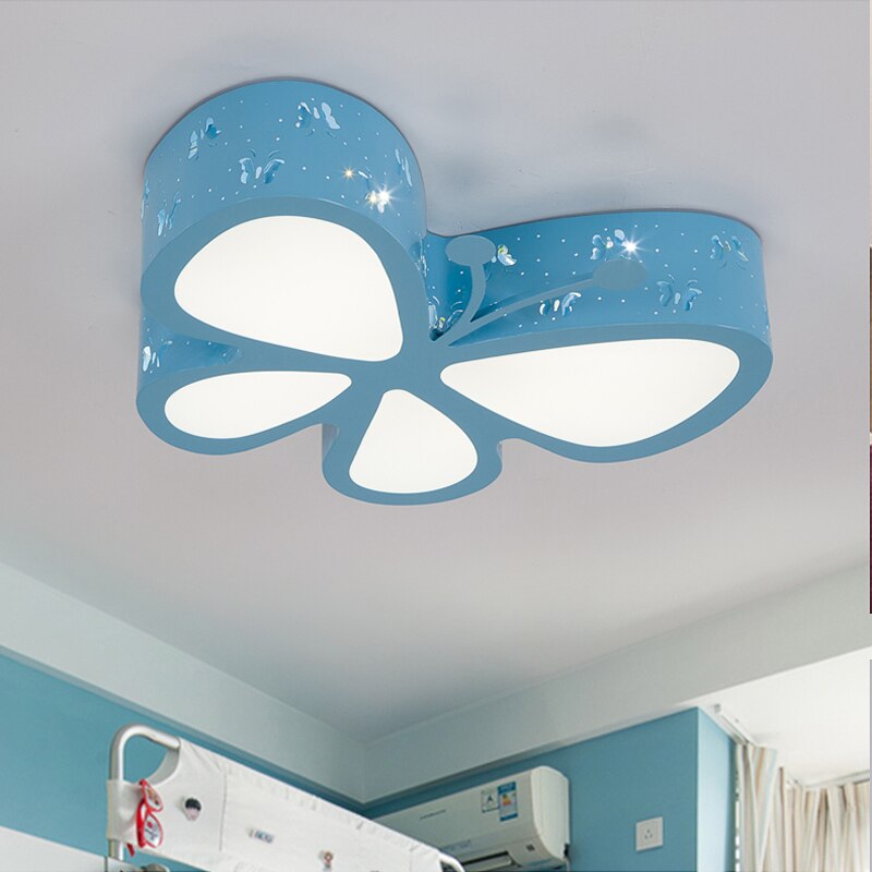 Modern Brief Children Bedroom Colorful Butterfly Hollow Iron Led Ceiling Lamp Home Deco Dining Room