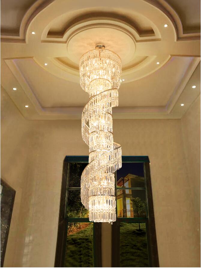 Luxury Crystal Chandelier Duplex Building Hollow Living Room Lamp Large Simple Modern Villa Hall