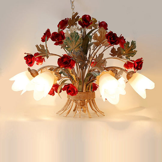 Led E27 European Iron Glass Flower Shaped Led Lamp Light.pendant Lights.pendant Lamp.pendant Light