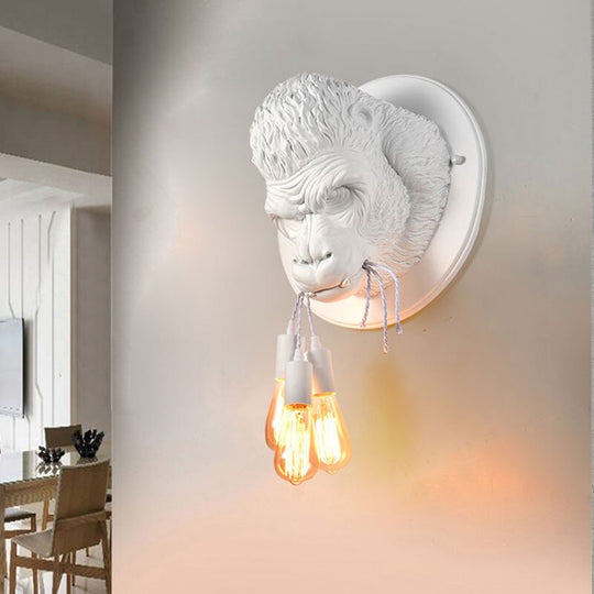 Retro Modern Resin Gorilla Wall Lamp - Nordic Led Sconce For Loft Bedroom Home Decor Unique Light