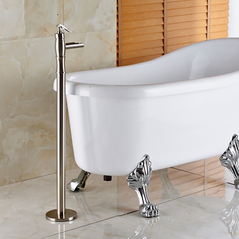 4 - Colors Floor Mount Clawfoot Bath Tub Filler Faucet Single Free Standing Bathtub Mixer With Hot