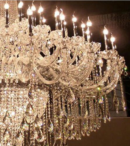Transparent Large Crystal Chandeliers Engineering Lights Creative Personality Staircase Luminaire