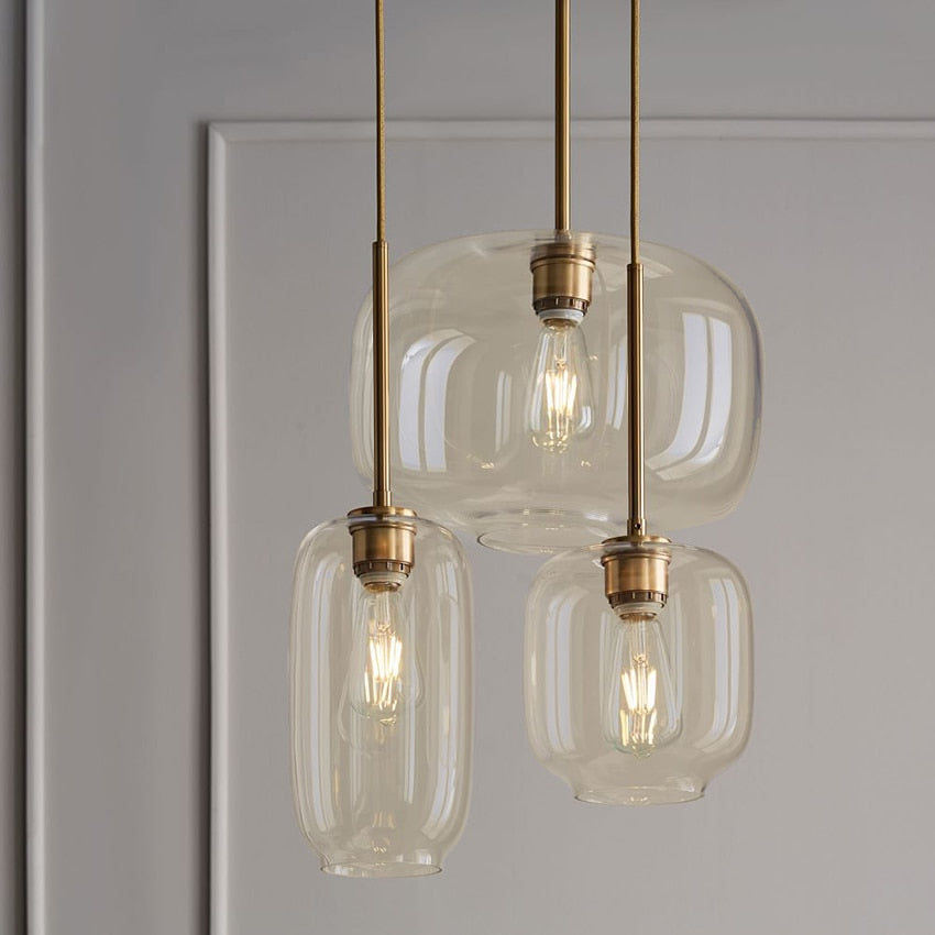 Nordic Glass Suspension Luminaire Clear Cognac Nordic Hanging Pendant Lamp Hallway Dining Room Bar