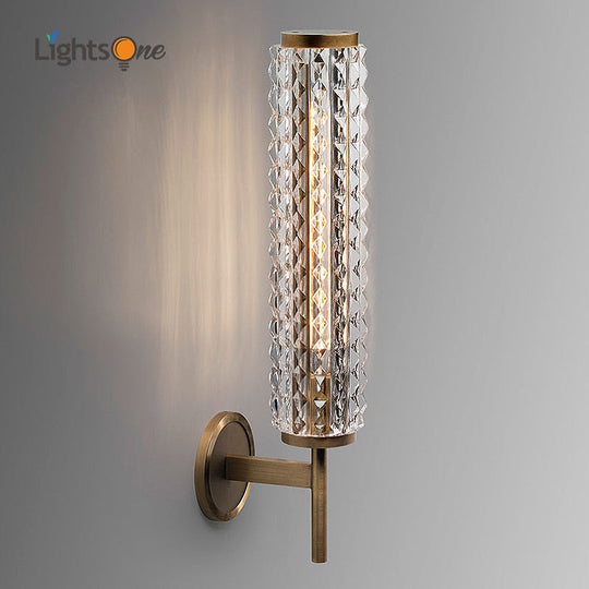 Postmodern Copper Wall Lamp Luxury Crystal Living Room Bathroom Mirror Headlight Villa Light Wall