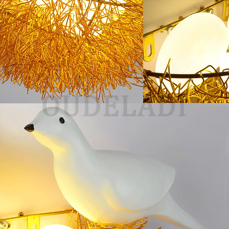 Bird Nest Led Wall Lamp Children Bedroom Study Room Restaurant Decoration Novelty Light With 3D