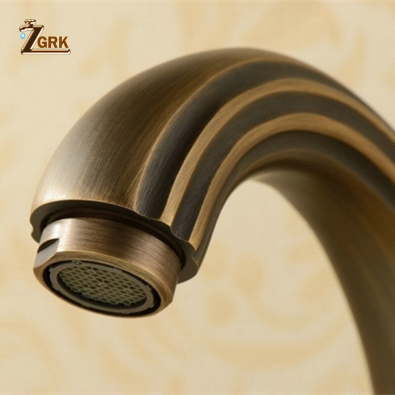 Antique Brass Finished Bathroom Bathtub Faucet Double Handles 3 Pcs Basin Mixer Tap Gold Sink