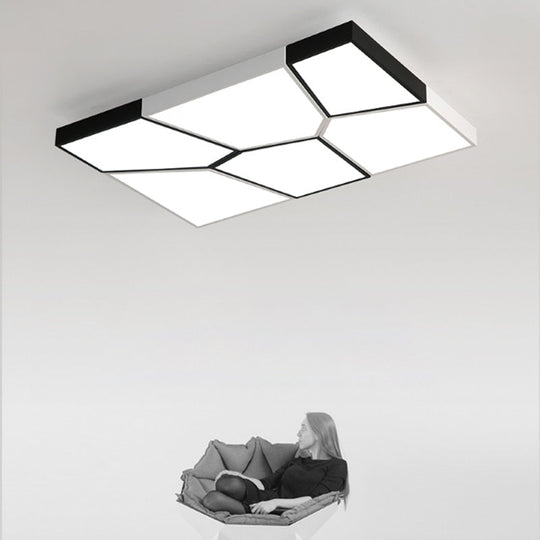 Modern Minimalist Led Ceiling Lamp Creative Geometric Black / White Dimmable Nordic Living Room