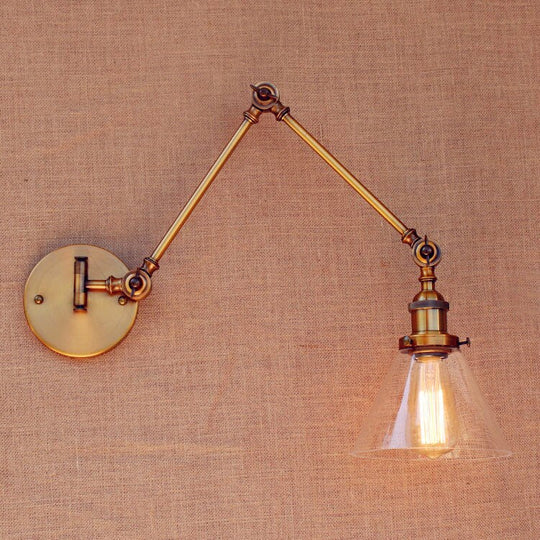 Brass Glass Ball Vintage Wall Lights Fixtures Edison Swing Long Arm Light Loft Industrial Lamp