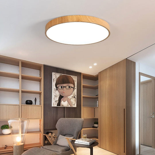 Ultra - Thin Wood Grain Led Ceiling Light Modern Lamp Living Room Lighting Fixture Bedroom Kitchen