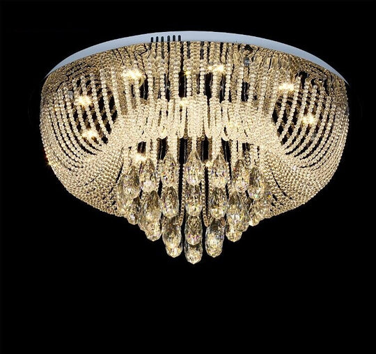 New Round Living Room Lamp Led Crystal Ceiling Curtain Bedroom Dining Ceiling Light