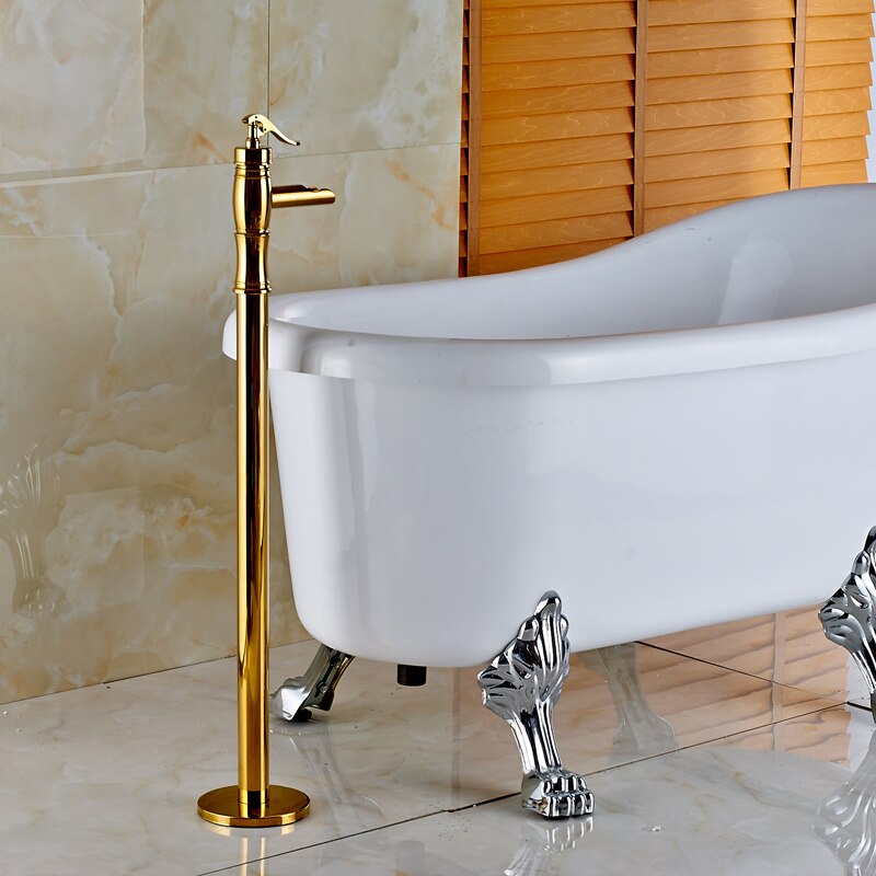 4 - Colors Floor Mount Clawfoot Bath Tub Filler Faucet Single Free Standing Bathtub Mixer With Hot