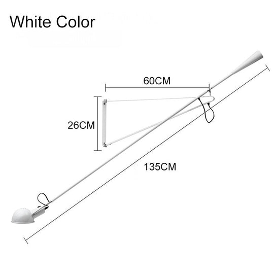 European Art Decor Led Wall Mounted Bedside Light White Black Adjustable Long Arm Lamp With Switch