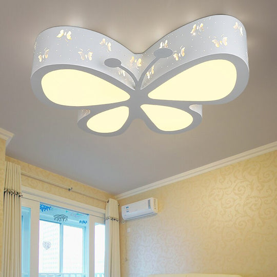 Modern Brief Children Bedroom Colorful Butterfly Hollow Iron Led Ceiling Lamp Home Deco Dining Room