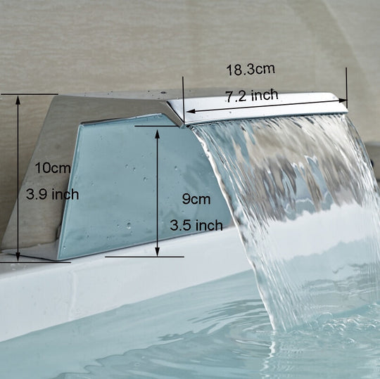 Deck Mount 3Pcs Waterfall Bathtub Faucet Single Handle Handheld Tub Mixer Taps Chrome Widespread