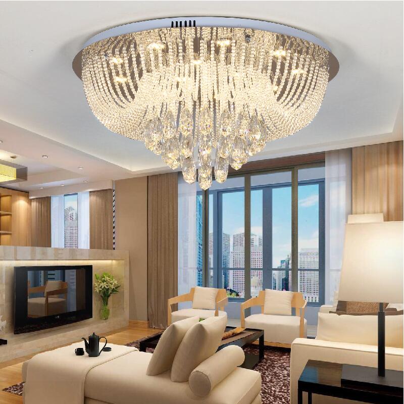 New Round Living Room Lamp Led Crystal Ceiling Curtain Bedroom Dining Ceiling Light