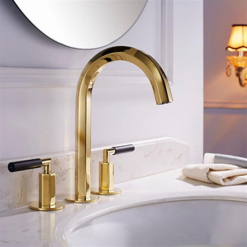 Luxury Gold Basin Faucet Europe Style Three Holes Sink Faucet Modern Design Widespread 8’ Hole