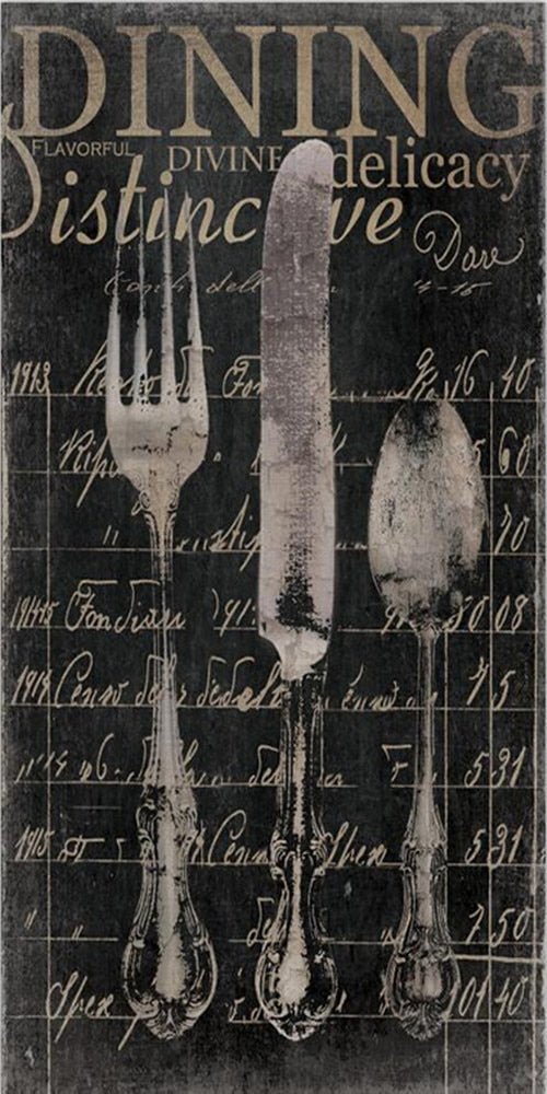 Vintage Cutlery Canvas Art: Knives And Forks Posters Prints 30X60Cm No Frame / Pp1963 Wall Painting