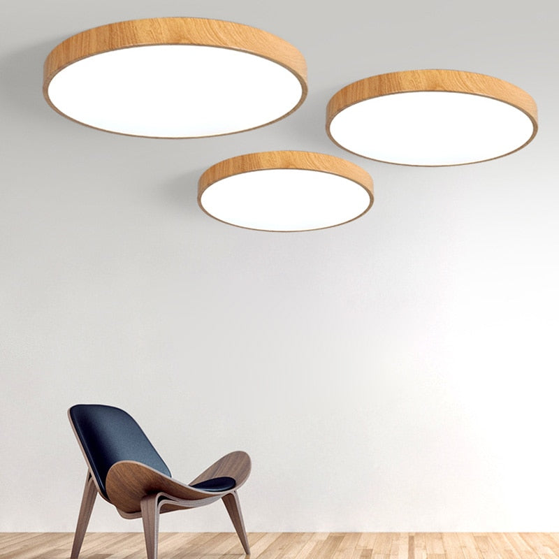 Ultra - Thin Wood Grain Led Ceiling Light Modern Lamp Living Room Lighting Fixture Bedroom Kitchen