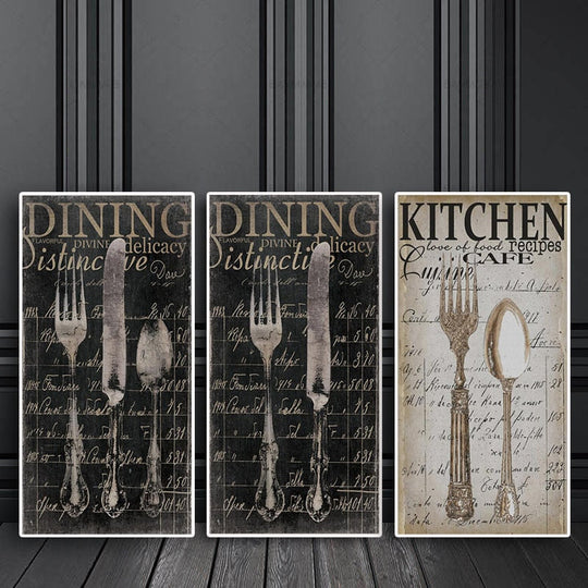 Vintage Cutlery Canvas Art: Knives And Forks Posters Prints Wall Painting