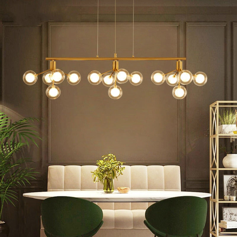 Modern Led Chandelier Lighting Ac90V - 260V Living Room Restaurant Transparent Glass Ball Pendant