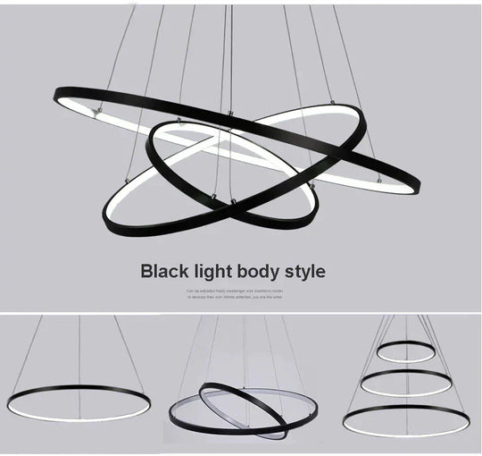 Modern Pendant Lights 4/3/2/1 Circle Rings Acrylic Aluminum Led Lamp For Living Room Dining