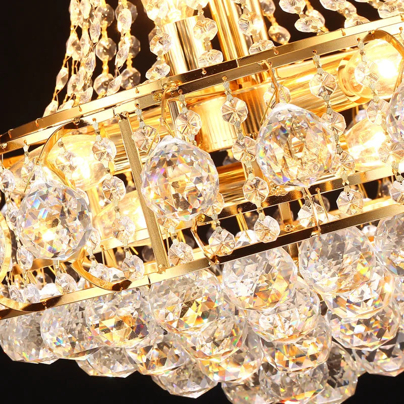 Luxury Gold Crystal Chandelier Lighting Dining Room Ceiling Hanging Lamps Home Fixture Lustre Led