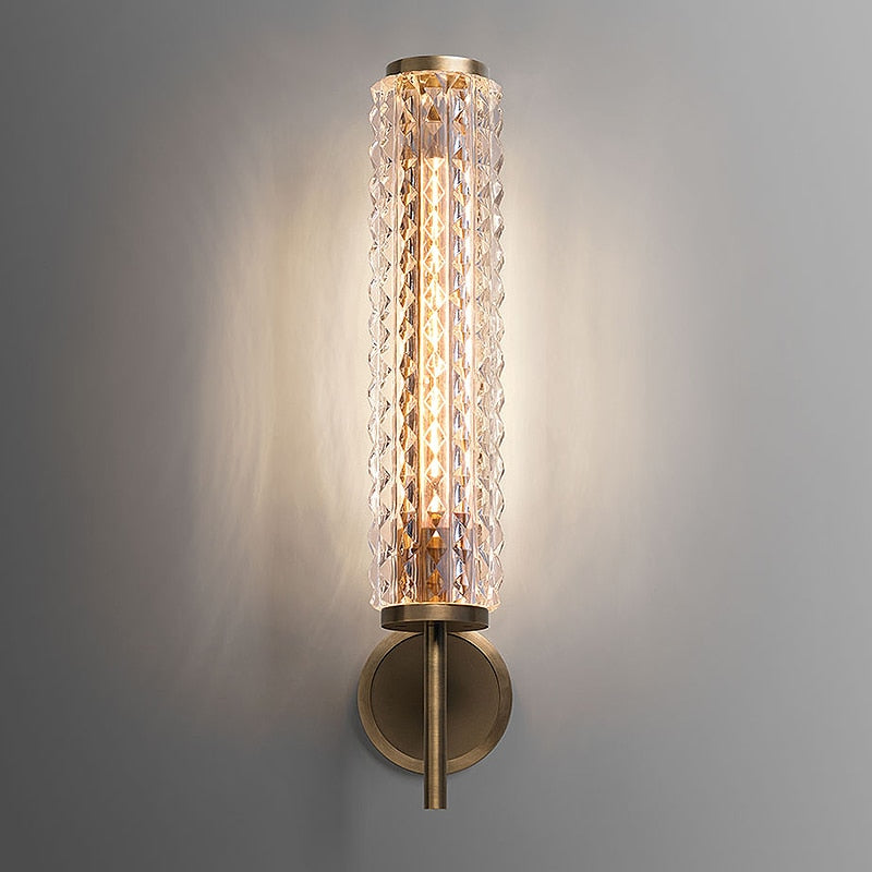 Postmodern Copper Wall Lamp Luxury Crystal Living Room Bathroom Mirror Headlight Villa Light Wall