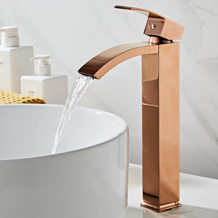 Basin Faucet Brass Bathroom Single Handle Torneiras Para Pia De Banheiro Rose Gold Sink Wash