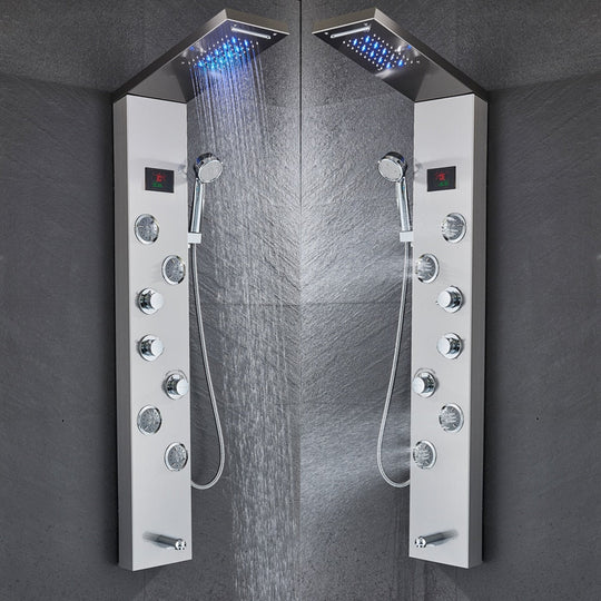 Newly Luxury Black/Brushed Bathroom Shower Faucet Led Panel Column Bathtub Mixer Tap With Hand