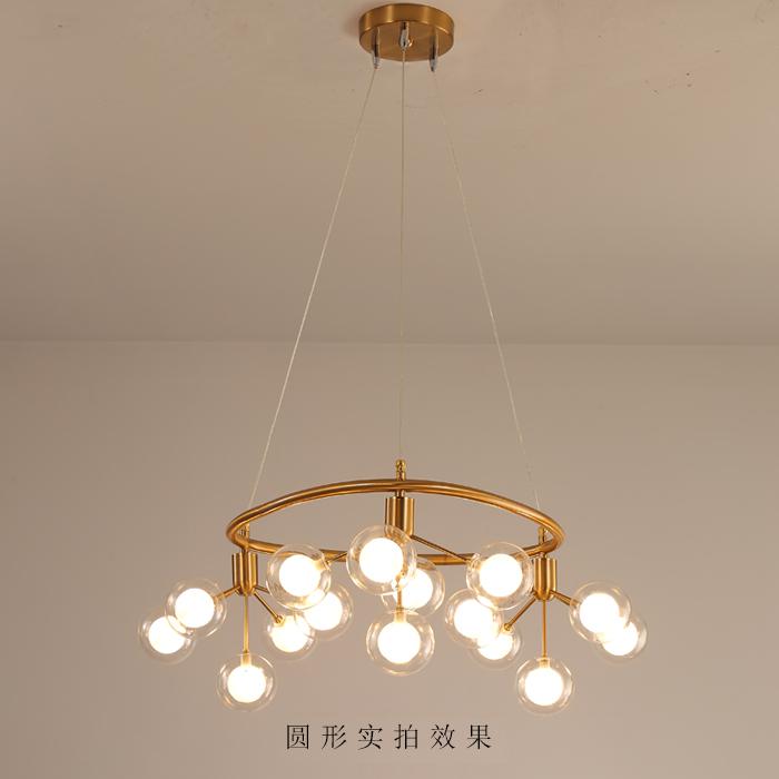 Modern Led Chandelier Lighting Ac90V - 260V Living Room Restaurant Transparent Glass Ball 15 Heads