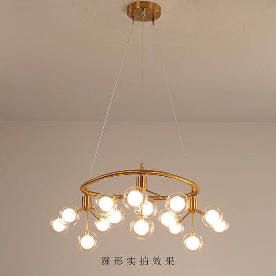 Modern Led Chandelier Lighting Ac90V - 260V Living Room Restaurant Transparent Glass Ball 15 Heads