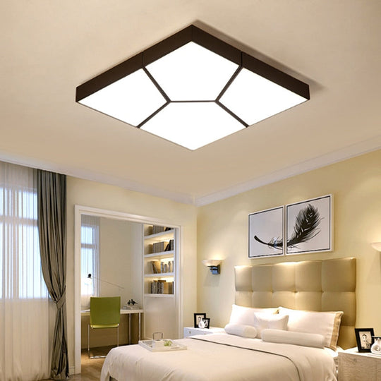 Modern Minimalist Led Ceiling Lamp Creative Geometric Black / White Dimmable Nordic Living Room