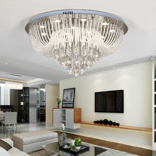 New Round Living Room Lamp Led Crystal Ceiling Curtain Bedroom Dining Ceiling Light