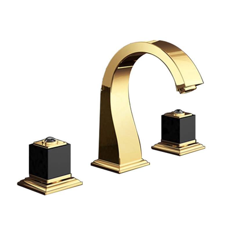 Basin Faucets Bathroom Sink Faucet Brass Golden Paint 3 Holes Double Handle Luxury Bathbasin