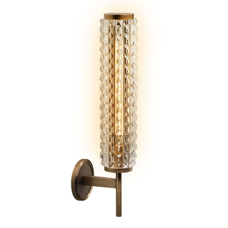 Postmodern Copper Wall Lamp Luxury Crystal Living Room Bathroom Mirror Headlight Villa Light Wall